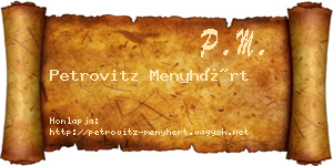 Petrovitz Menyhért névjegykártya